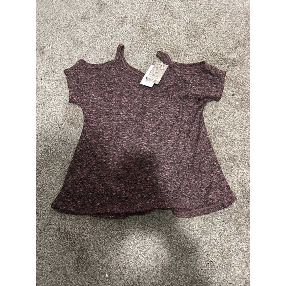 Women's Iris Basic Top Size L Burgundy Cold Shoulder